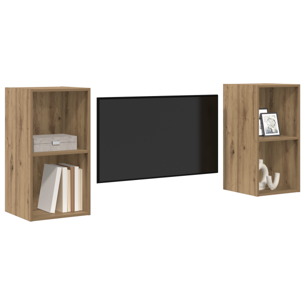 Mueble de TV de Pared 2 pcs Roble artesanal 37 x 37 x 72 cm M 3