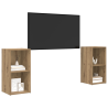 Conjunto de mueble de TV con estante 2 pcs Roble artesanal 3