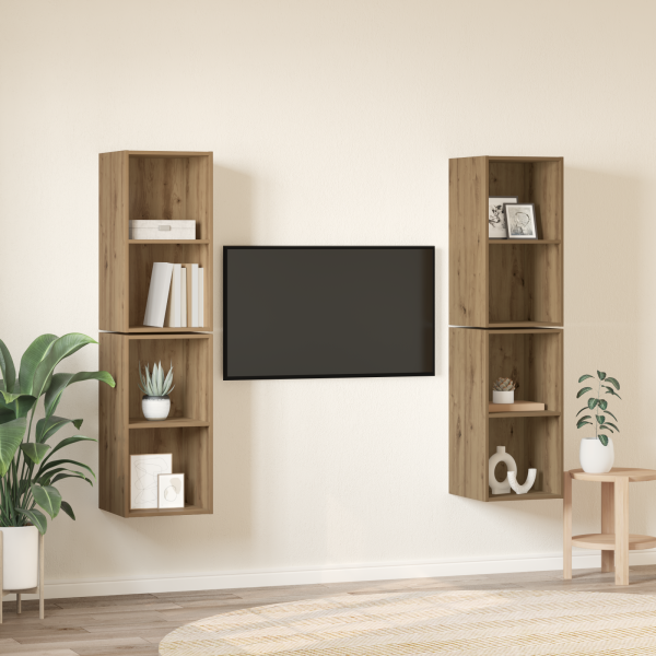 Gabinete de TV de Parede 4 pcs Carvalho Artesanal M 4