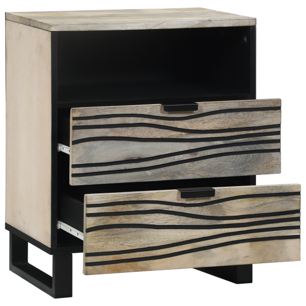 Mesas de cabeceira com gaveta Branco e Preto 50 x 33 x 60 cm M 2