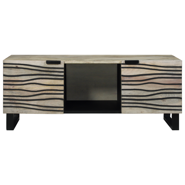 Mesa de centro com prateleira com armazenamento com porta Branco. Preto 100 x 50 x 40 cm M 3