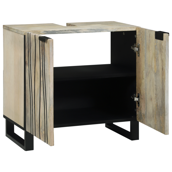 Mueble de lavabo con estante Marrón. Negro 62 x 33 x 58 cm M 2