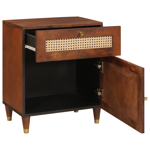 Mesas de noche Marrón Mimbre y Madera Sólida de Mango M 2