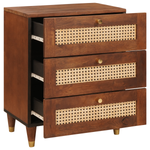 Mesas de noche Marrón Mimbre y madera de mango maciza H