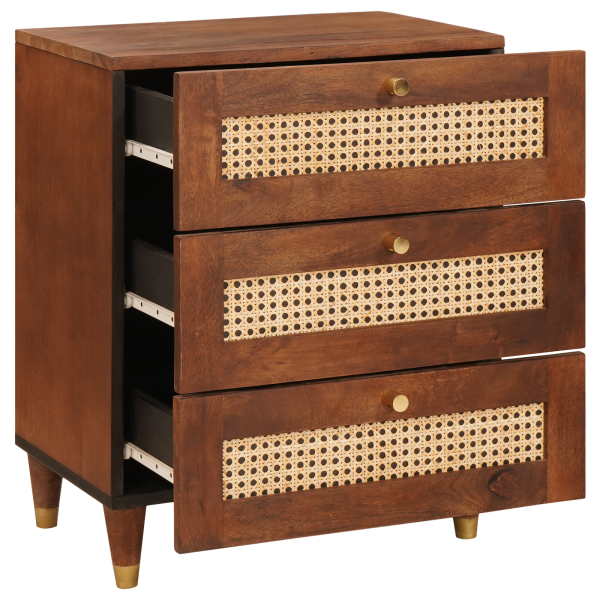 Mesas de cabeceira Castanho Cana e madeira sólida de manga M 2