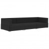 3 pcs conjunto sofás de jardim c/ almofadões vime PE preto 3