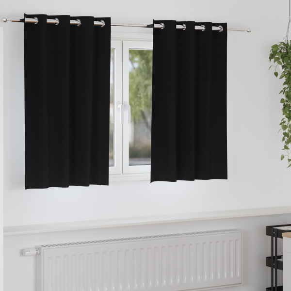 Cortinas con cortinas 2 pcs Negro 140 x 140 cm Poliéster D