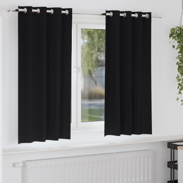 Cortinas con cortinas 2 pcs Negro 175 x 140 cm Poliéster D