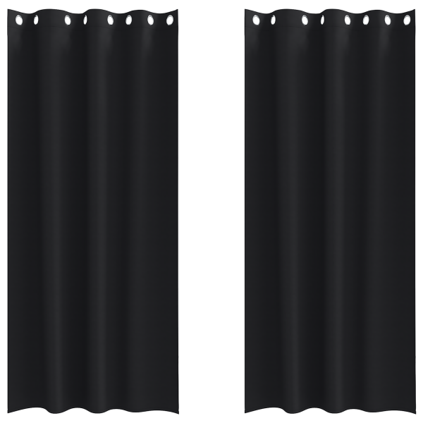 Cortinas con cortinas 2 pcs Negro 245 x 140 cm Poliéster M 2