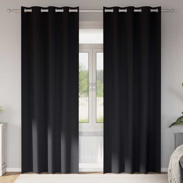 Cortinas con cortinas 2 pcs Negro 260 x 140 cm Poliéster D