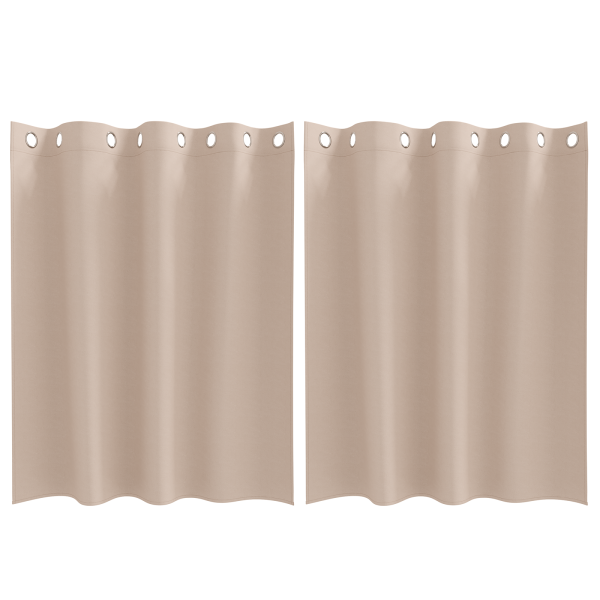 Cortinas 2 pcs Cinzento-acastanhado 140 x 140 cm Poliéster M 2