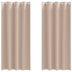 Cortinas 2 pcs Cinzento-acastanhado 245 x 140 cm Poliéster H