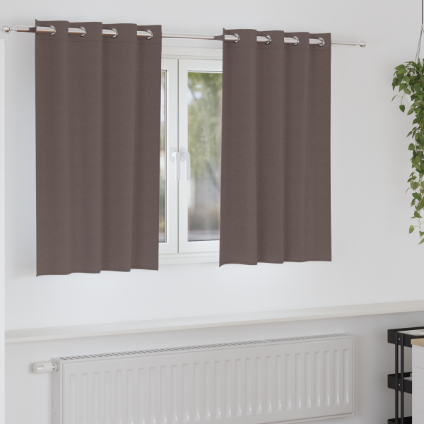 Cortinas 2 pcs Marrón oscuro 140 x 140 cm Poliéster D