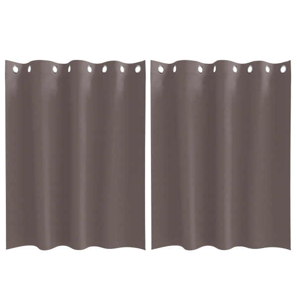 Cortinas 2 pcs Castanho escuro 140 x 140 cm Poliéster M 2