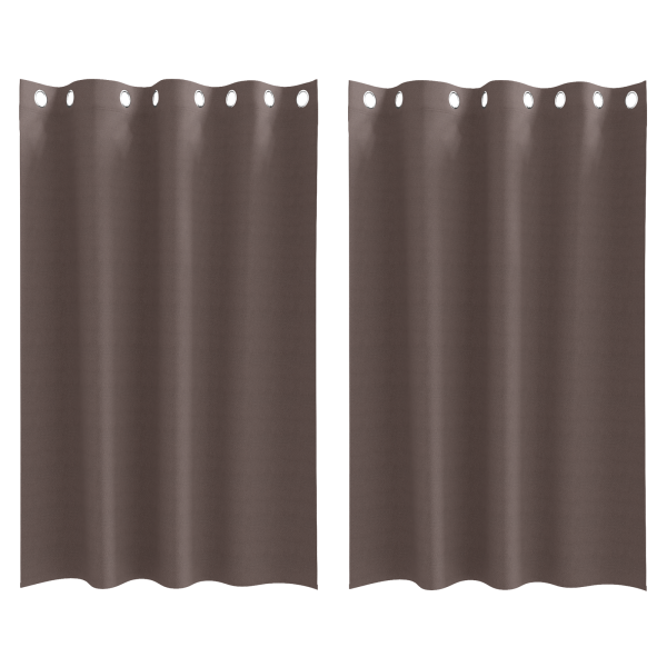 Cortinas 2 pcs Castanho escuro 175 x 140 cm Poliéster M 2