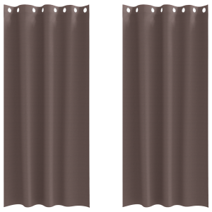 Cortinas 2 pcs Castanho escuro 225 x 140 cm Poliéster H