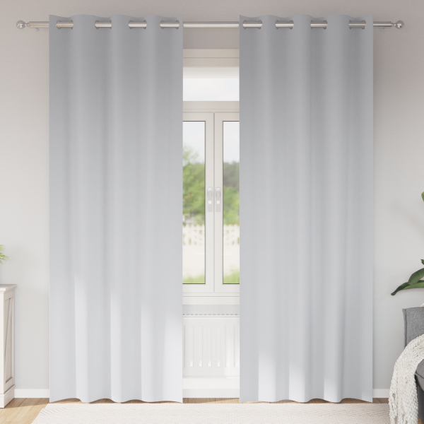Cortinas con cortinas 2 pcs Gris pálido 225 x 140 cm Poliéster D
