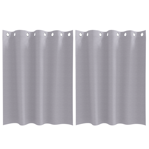Cortinas 2 pcs Cinza Metálico 140 x 140 cm Poliéster M 2