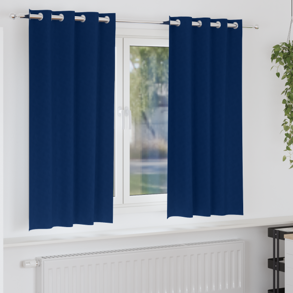 Cortinas con cortinas 2 pcs Azul oscuro 175 x 140 cm Poliéster D
