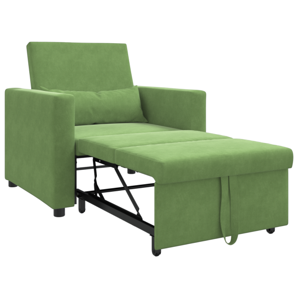 Sillón Convertible 3-en-1 de Terciopelo Verde Claro M 4