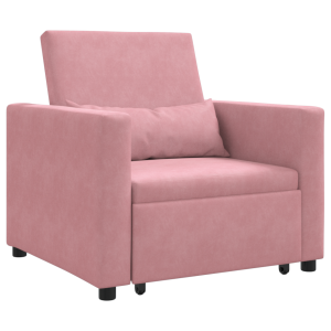 Sofa Cama Convertible rosa terciopelo 3-en-1 H