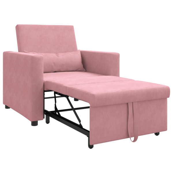 Sofa Cama Convertible rosa terciopelo 3-en-1 M 4