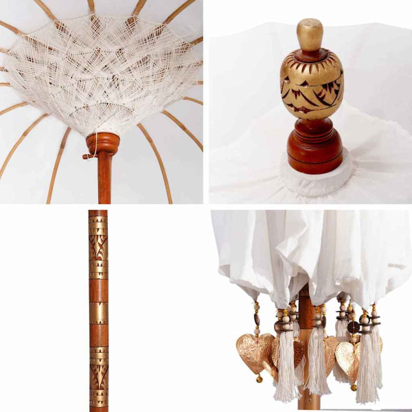 Sombrilla Manual Crema x 250 cm Algodón y madera maciza M 5