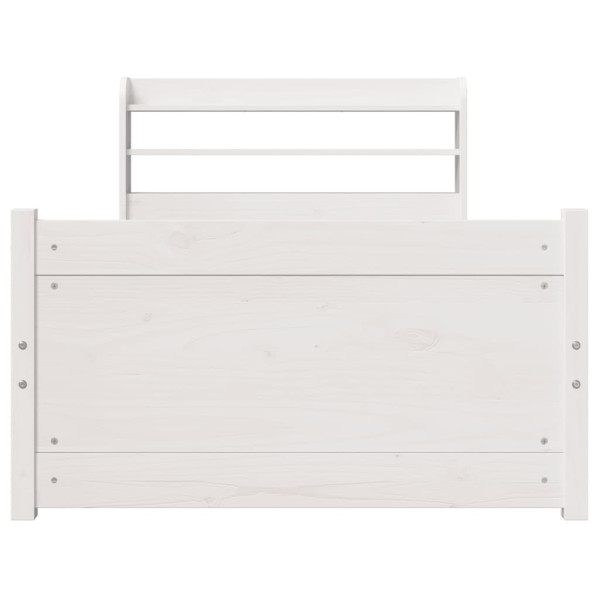 Estructura de cama con cabecero sin colchón blanco 90x190 cm M 4