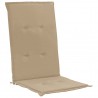 Cojín silla de jardín respaldo alto 2 uds tela beige 120x50x3cm 3