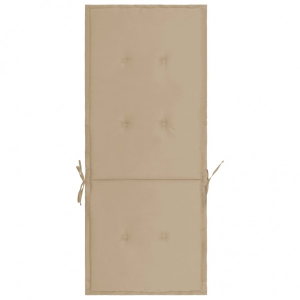 Cojín silla de jardín respaldo alto 4 uds tela beige 120x50x3cm M 5