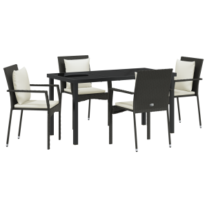 Conjunto de Jantar Jardim 5 pcs Preto 140 x 70 x 73 cm Ratan PE H