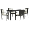Conjunto de Jantar Jardim 5 pcs Preto 140 x 70 x 73 cm Ratan PE 2