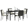 Conjunto de Jantar Jardim 5 pcs Preto 140 x 70 x 73 cm Ratan PE 3