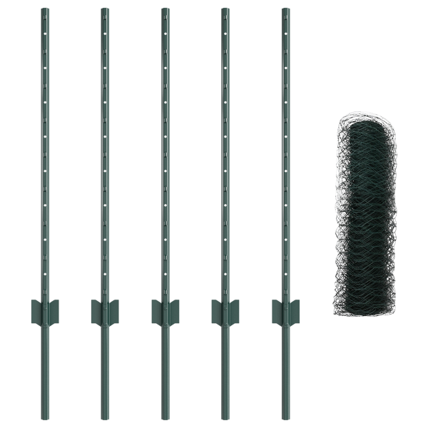 Posts de Cerca  5 pcs U-Channel Verde 80 cm Aço M 4