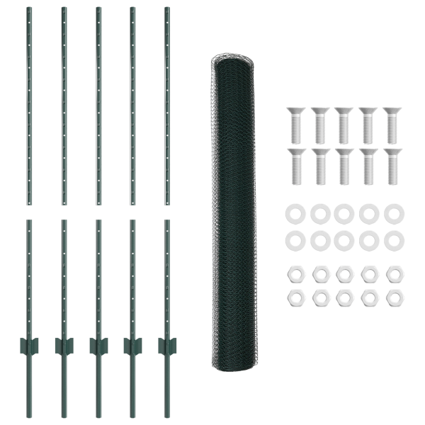 Postes de Cerca  5 pcs U-Channel Verde 120 cm Aço M 5