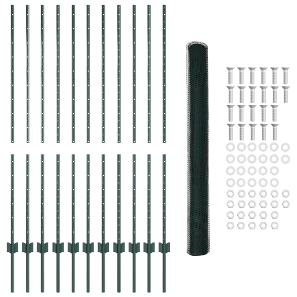Postes de Cerca 11 pcs U-Channel Verde 140 cm Aço M 5