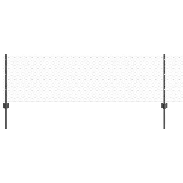 Postes de Valla 5 pcs U-Channel Gris 60 cm Acero.  Valla Hexagonal Gris 0.6x10 m Acero M 2