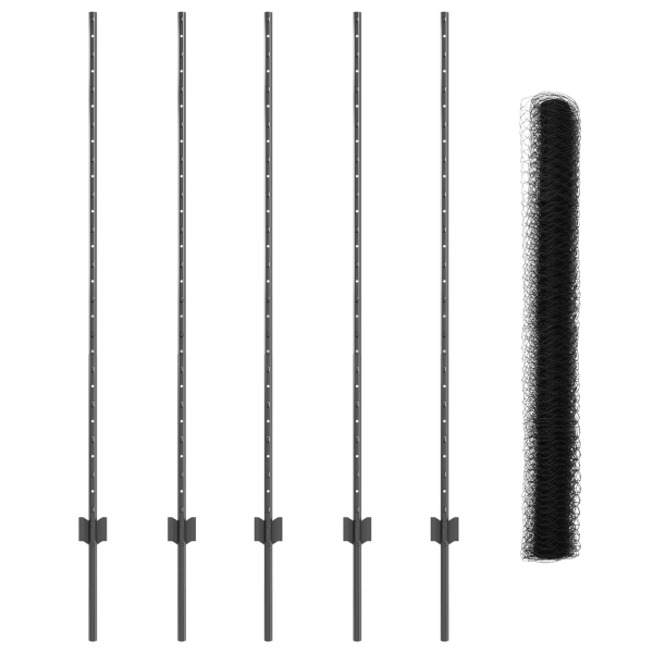 Postes para Cerca  10 pcs U-Channel Gris 140 cm Acero. Cerca Hexagonal  Gris 1.4x10 m Acero M 4