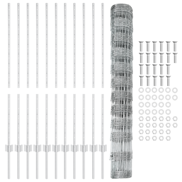 Postes de Cerca  22 pcs U-Channel 120 cm Acero Galvanizado. Cerca de Campo  1.2x25 m Acero Galvanizado M 4