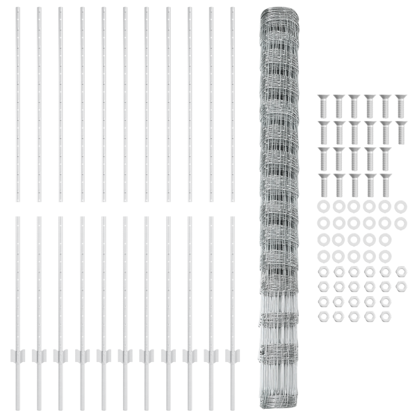 Postes de Cercas  22 pcs U-Channel 160 cm Acero Galvanizado. Cerco de Campo  1.6x25 m Acero Galvanizado M 4