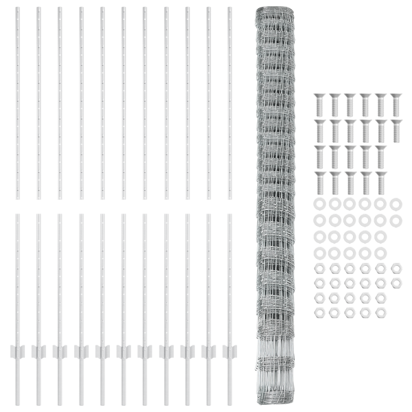 Poste de Cerca 22 pcs U-Channel 160 cm Acero Galvanizado.  Cerca de Campo 1.6x25 m Acero Galvanizado M 4