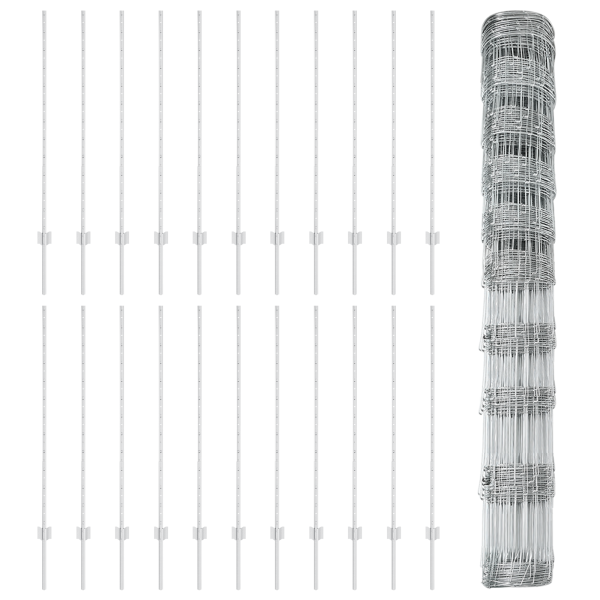 Posts de Cerca  22 pcs U-Channel 120 cm Acero Galvanizado. Cerca de Campo  1.2x50 m Acero Galvanizado M 5