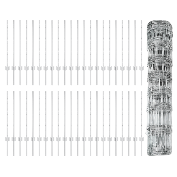 Postes de Cerca  11 pcs U-Channel 80 cm de Acero Galvanizado. Cerca de Campo  0.8x100 m de Acero Galvanizado M 4