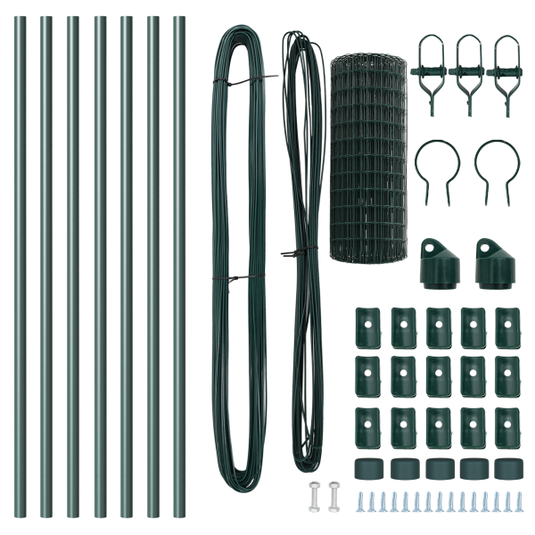 Cerca Euro da com 7 Postes 0.6x10 m de Aço Galvanizado Verde M 5