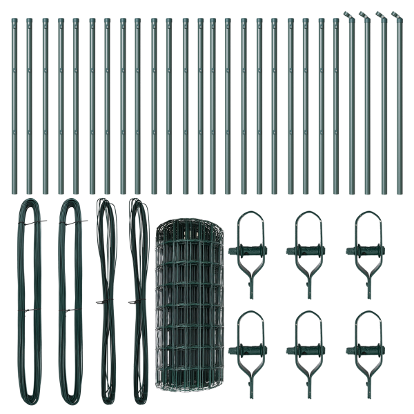 Cerca Euro con 13 postes 0.4x50 m Acero Galvanizado Verde M 4