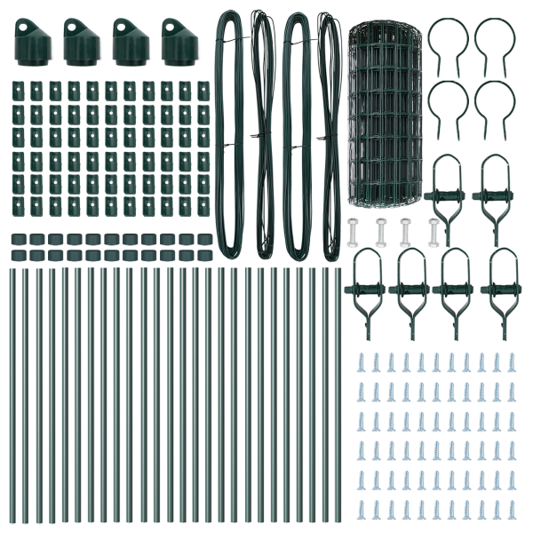 Cerca Euro con 13 postes 0.4x50 m Acero Galvanizado Verde M 5