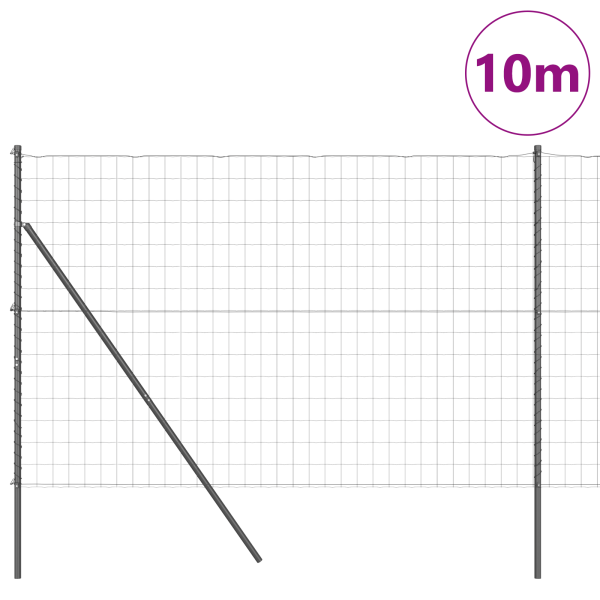 Cerca Euro com 7 Postes 1.5x10 m Aço Galvanizado Cinza M 3