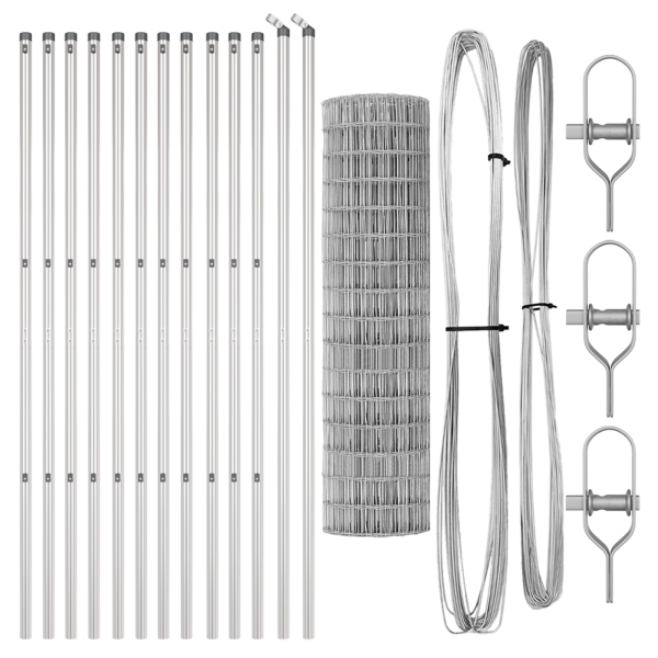 Cerca Euro con 13 Postes 1.2x25 m de Acero Galvanizado M 4