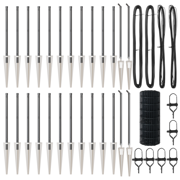 Euro Fence con 13 postes de pica 0.4x50 m de acero galvanizado gris M 4