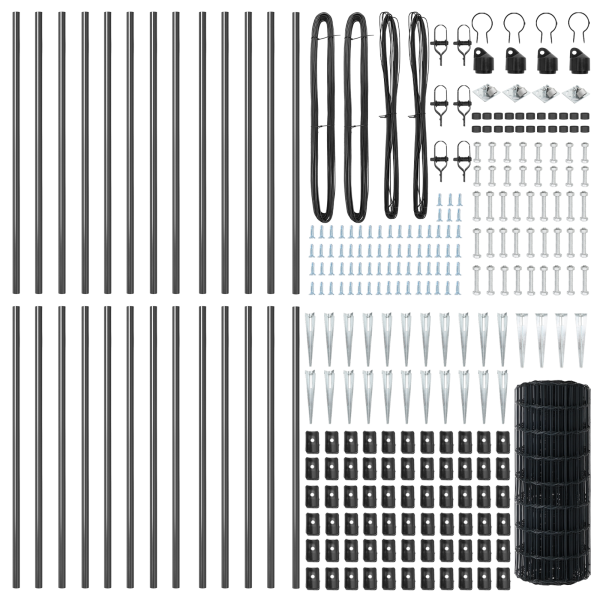 Euro Fence con 13 postes de pica 0.4x50 m de acero galvanizado gris M 5